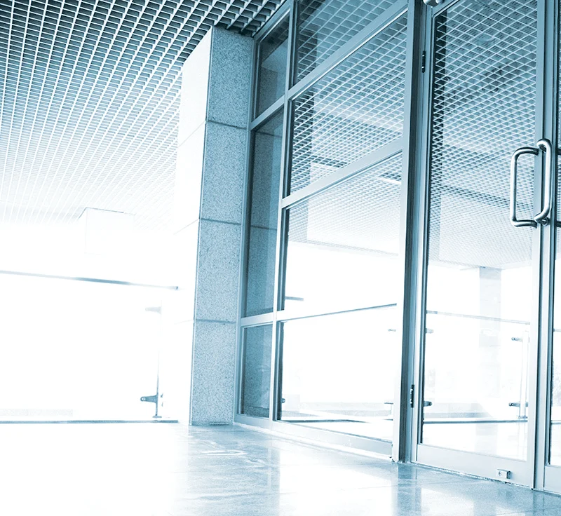 Entrance of building with doors