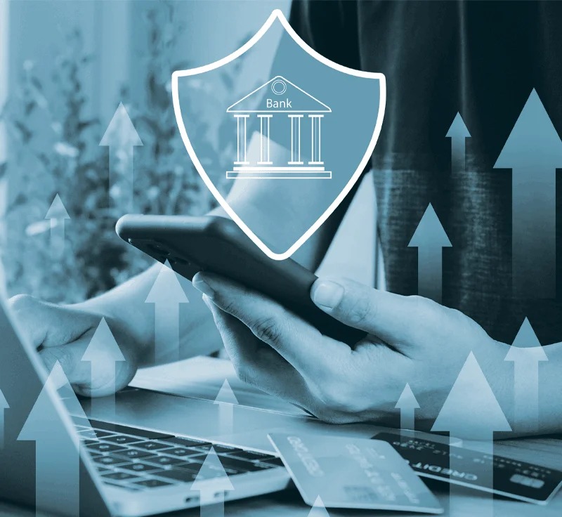 Abstract Consumer Banking Online Arrows Pointing Up