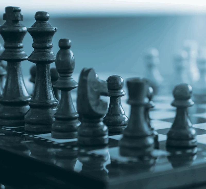 Chess pieces on chess board